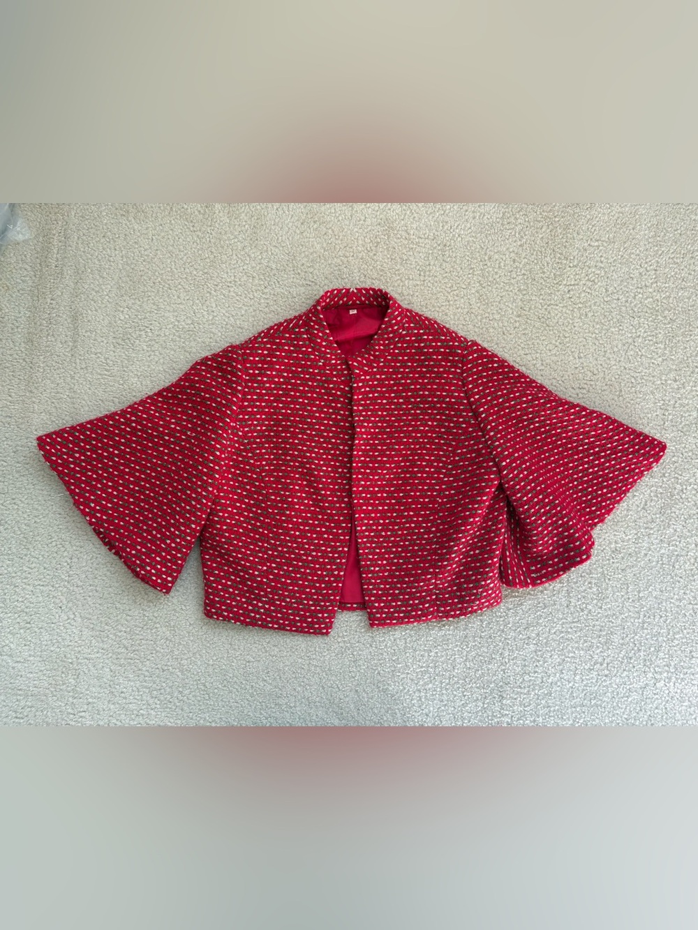 Vtg 60s Countess Ebba von Eckermann Handwoven Wool Dress Cape Set Sweden Mod SzS - Picture 2 of 13